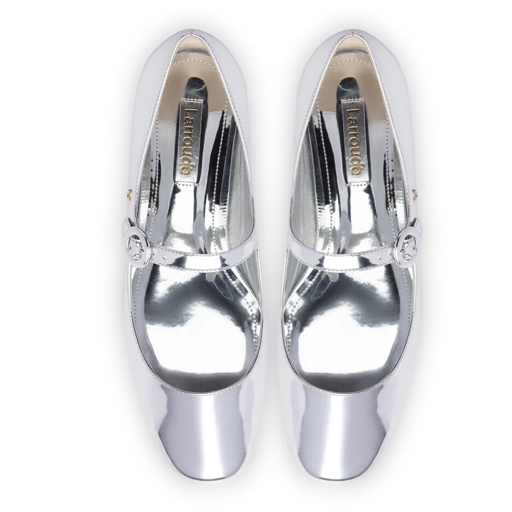 Larroude silver ballet flats